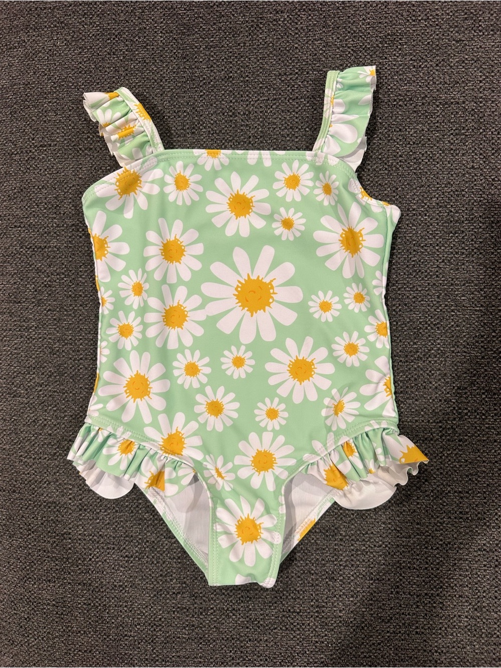 Girls Mint Green Daisy One-Piece Swimsuit